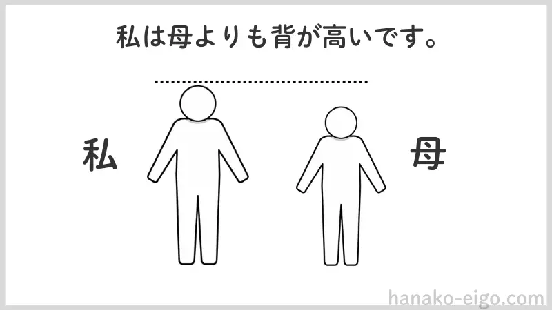 「~よりも背が高い」という比較級を使った文(和文)